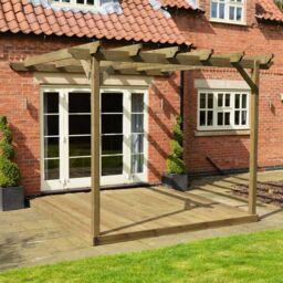 Rutland County Garden Furniture Ltd Wall Mounted Pergola & Decking Kit, L360 x W360 cm, Rustic Brown - thumbnail 4