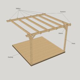 Rutland County Garden Furniture Ltd Wall Mounted Pergola & Decking Kit, L360 x W360 cm, Rustic Brown - thumbnail 9