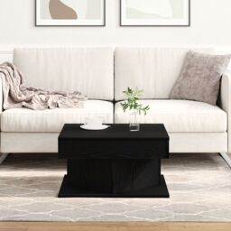 Berkfield Home Black Oak Coffee Table - 57x57x30 cm - Engineered Wood - Size: 57 x 57 x 30 cm - thumbnail 1