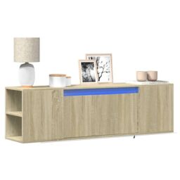 Berkfield Home TV Wall Cabinet with LED Lights Sonoma Oak 135x31x39.5 cm in Brown - thumbnail 1