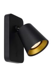 Lucide 'TURNON' Dimmable Stylish Tiltable Indoor LED Wall Spotlight GU10 in Black - thumbnail 1