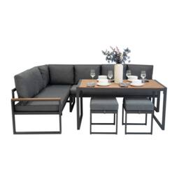 Monstershop Aluminium Corner Sofa Set - Wood Effect in Grey - thumbnail 3