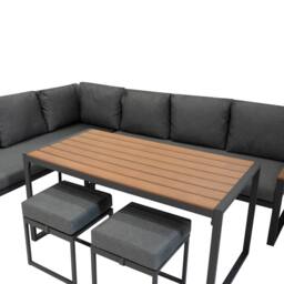 Monstershop Aluminium Corner Sofa Set - Wood Effect in Grey - thumbnail 8