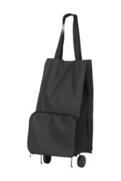 Orsina Red Fabric Trolley Bag, Foldable Shopping Trolley With Wheels, Drawstring Closure & Sturdy Handle in Black