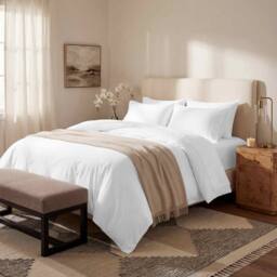 Bedable 100% Cotton Bedding Set Sateen 460 Thread Count - Soft Bedding in White - Size: King - thumbnail 1