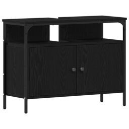 Berkfield Home 3 Piece Bathroom Furniture Set Black Oak Engineered Wood - thumbnail 7