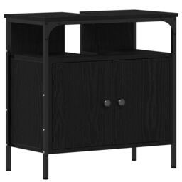 Berkfield Home 3 Piece Bathroom Furniture Set Black Oak Engineered Wood - thumbnail 6