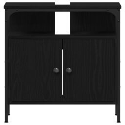 Berkfield Home 3 Piece Bathroom Furniture Set Black Oak Engineered Wood - thumbnail 9