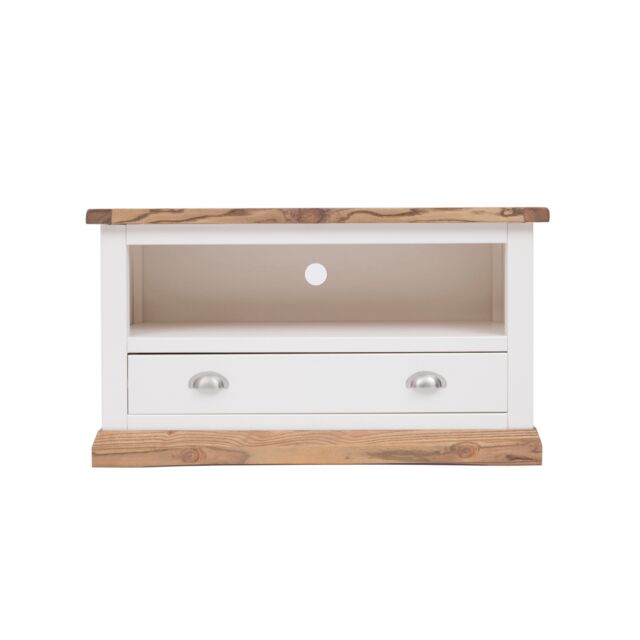 Cabinet Bits Tropea Off-White 1 Drawer TV Cabinet Chrome Cup Handle - image 1
