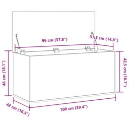 Berkfield Home Storage Box with Lid Old Wood 100x42x46 cm Engineered Wood in Brown - Size: 100 x 42 x 46 cm - thumbnail 6