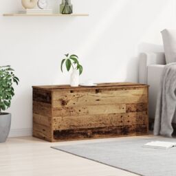 Berkfield Home Storage Box with Lid Old Wood 100x42x46 cm Engineered Wood in Brown - Size: 100 x 42 x 46 cm - thumbnail 3