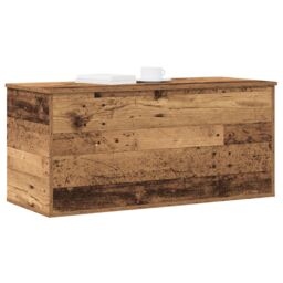 Berkfield Home Storage Box with Lid Old Wood 100x42x46 cm Engineered Wood in Brown - Size: 100 x 42 x 46 cm - thumbnail 2