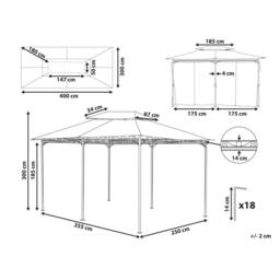 Wyld and Coco Beige Gazebo Curtains Black Powder Coat Steel Frame 300 x 400cm - Size: 300 x 400 cm - thumbnail 4