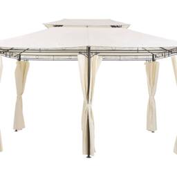 Wyld and Coco Beige Gazebo Curtains Black Powder Coat Steel Frame 300 x 400cm - Size: 300 x 400 cm - thumbnail 2