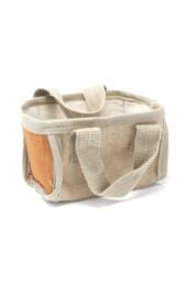 KDMD Jute & Cotton Mini Shopping Basket - 16x10x12cm in Orange - Size: 16 x 10 x 12 cm - thumbnail 1