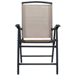 Berkfield Home Folding Garden Chairs 2 pcs Texilene Taupe in Beige - thumbnail 3