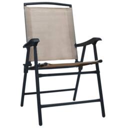 Berkfield Home Folding Garden Chairs 2 pcs Texilene Taupe in Beige - thumbnail 2