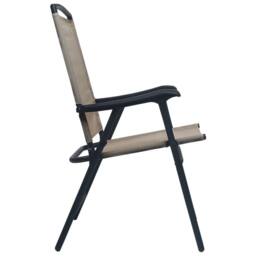 Berkfield Home Folding Garden Chairs 2 pcs Texilene Taupe in Beige - thumbnail 4