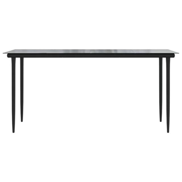 Berkfield Home Elegant Garden Dining Table Black 160x80x74cm Steel & Tempered Glass - Size: 160 x 80 x 74 cm