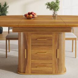 Matteo Walnut Extendable Dining Table - Round to Oval - Seats 6 - thumbnail 5