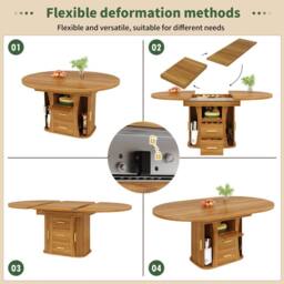 Matteo Walnut Extendable Dining Table - Round to Oval - Seats 6 - thumbnail 9