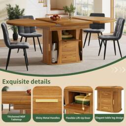 Matteo Walnut Extendable Dining Table - Round to Oval - Seats 6 - thumbnail 8