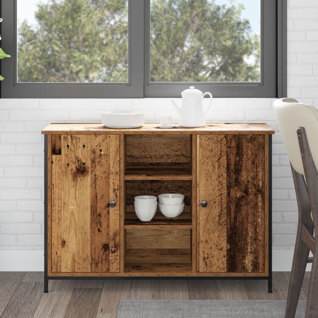Berkfield Home Sideboard Old Wood 100x35x70 cm Engineered Wood & Steel in Brown - Size: 100 x 35 x 70 cm - image 1