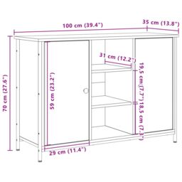 Berkfield Home Sideboard Old Wood 100x35x70 cm Engineered Wood & Steel in Brown - Size: 100 x 35 x 70 cm - thumbnail 9