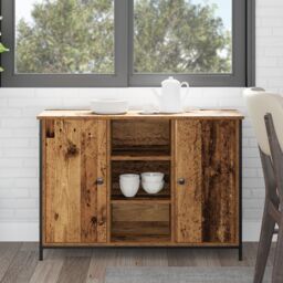 Berkfield Home Sideboard Old Wood 100x35x70 cm Engineered Wood & Steel in Brown - Size: 100 x 35 x 70 cm - thumbnail 1