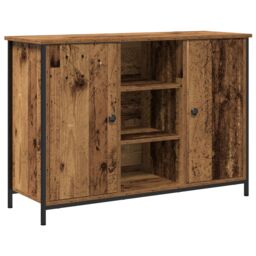 Berkfield Home Sideboard Old Wood 100x35x70 cm Engineered Wood & Steel in Brown - Size: 100 x 35 x 70 cm - thumbnail 2