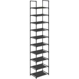 SONGMICS 10-Tier Space Saving Shoe Rack with Metal Frame Non-Woven Shelves in Black - thumbnail 8