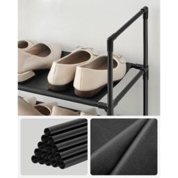 SONGMICS 10-Tier Space Saving Shoe Rack with Metal Frame Non-Woven Shelves in Black - thumbnail 5