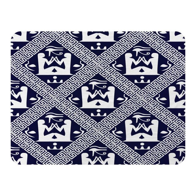 Benjamin Tate Design Egyptian Hieroglyphs In Navy Blanket in Natural - Size: 120 cm x 150 cm - image 1