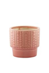 KDMD Hortus Salmon Pink Warwick Dimple Pot 19cm H x 21cm Dia - thumbnail 1