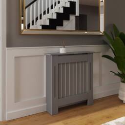 FWStyle Vertical Slat Small Grey Radiator Cover (H) 82.3 (W) 78cm (D) 19cm - thumbnail 1