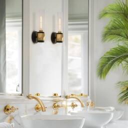 Netlighting Hinkley Ellison Bathroom Wall Lamp Black Heritage Brass IP44 1x E27 - thumbnail 2