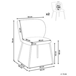 Wyld and Coco Set 2 Armless Dining Chairs Off-White Upholstery Powder Coat Iron in White - thumbnail 4