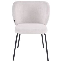 Wyld and Coco Set 2 Armless Dining Chairs Off-White Upholstery Powder Coat Iron in White - thumbnail 5