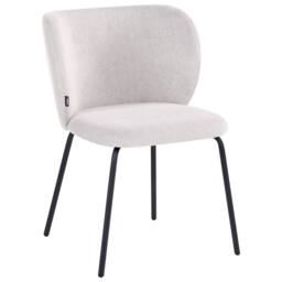 Wyld and Coco Set 2 Armless Dining Chairs Off-White Upholstery Powder Coat Iron in White - thumbnail 3