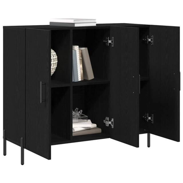 Berkfield Home Modern Black Oak Sideboard 90x34x80 cm Made of Engineered Wood - Size: 90 x 34 x 80 cm - image 1