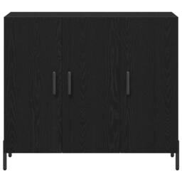 Berkfield Home Modern Black Oak Sideboard 90x34x80 cm Made of Engineered Wood - Size: 90 x 34 x 80 cm - thumbnail 6