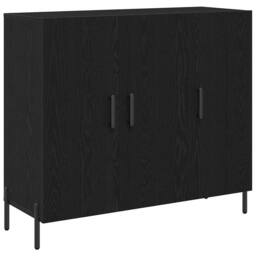 Berkfield Home Modern Black Oak Sideboard 90x34x80 cm Made of Engineered Wood - Size: 90 x 34 x 80 cm - thumbnail 3