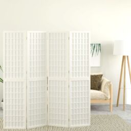 Berkfield Home Folding 4-Panel Room Divider Japanese Style 160x170 cm White - thumbnail 1