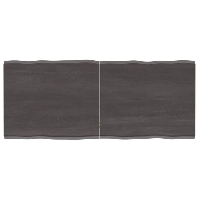 Berkfield Home Table Top Dark Grey 120x50x(2-4) cm Treated Solid Wood Live Edge in Brown - image 1