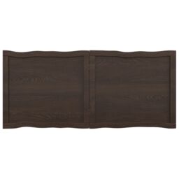 Berkfield Home Table Top Dark Grey 120x50x(2-4) cm Treated Solid Wood Live Edge in Brown - thumbnail 3