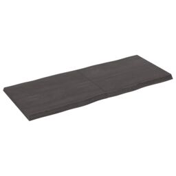 Berkfield Home Table Top Dark Grey 120x50x(2-4) cm Treated Solid Wood Live Edge in Brown - thumbnail 2