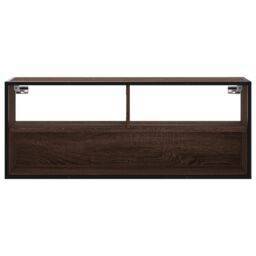 Berkfield Home TV Cabinet Brown Oak 100x31x39.5 cm Engineered Wood & Metal - thumbnail 4