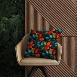 Warren Reed - Designer Christmas Watercolour Holly Leaf Outdoor Cushion in Red - Size: 60 cm x 60 cm - thumbnail 2