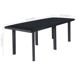 Berkfield Home Garden Table Anthracite 216x90x72 cm Plastic in Black - Size: 216 x 90 x 72 cm - thumbnail 5