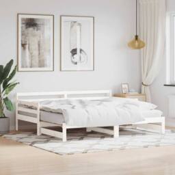Berkfield Home Daybed with Trundle White 90x200 cm Solid Wood Pine - thumbnail 2